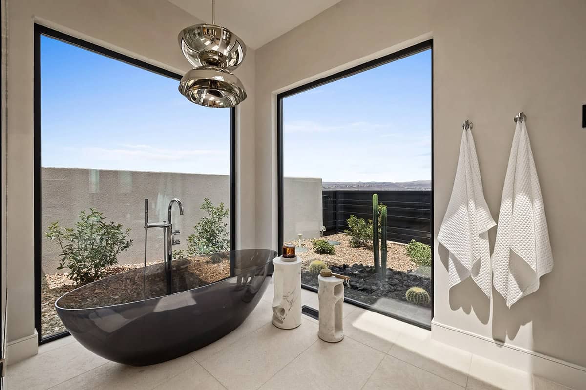 modern bathroom with a freestanding tub