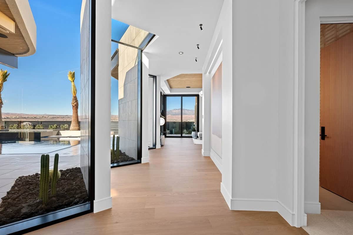 modern hallway with windows