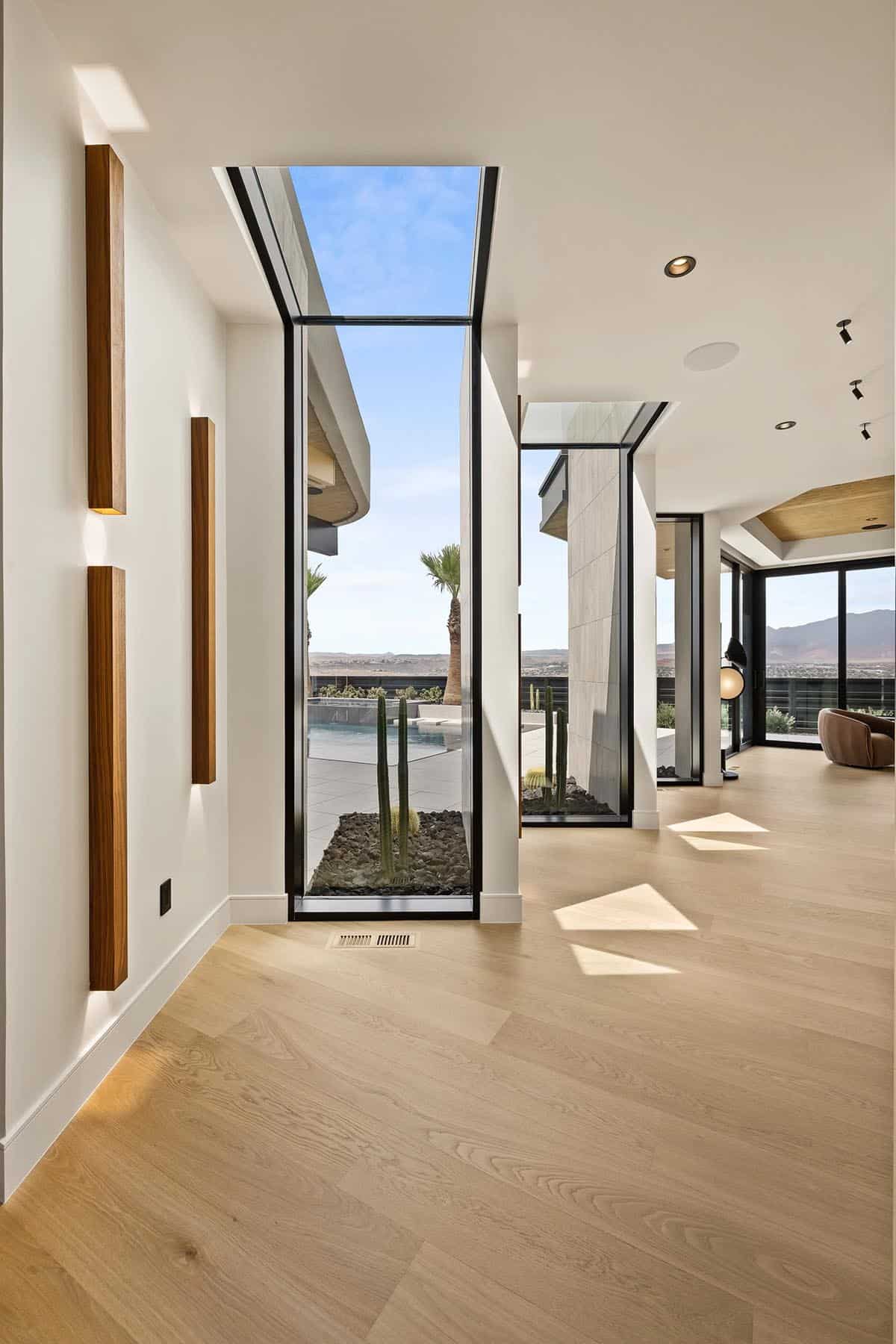 modern hallway with windows