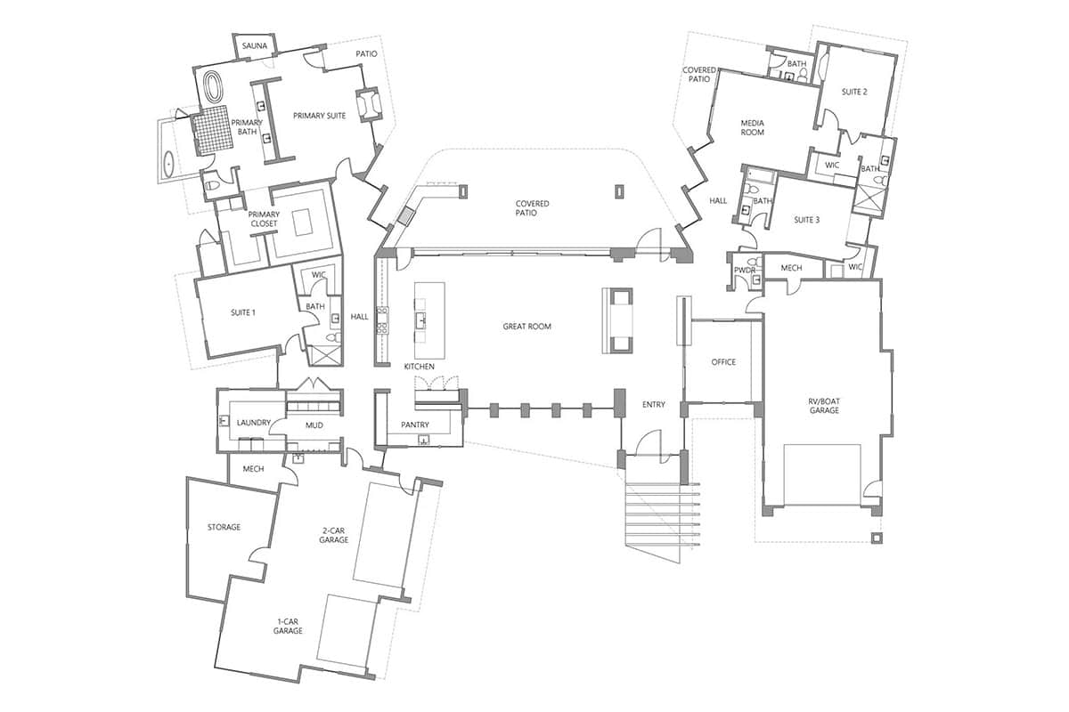 modern desert home floor plan
