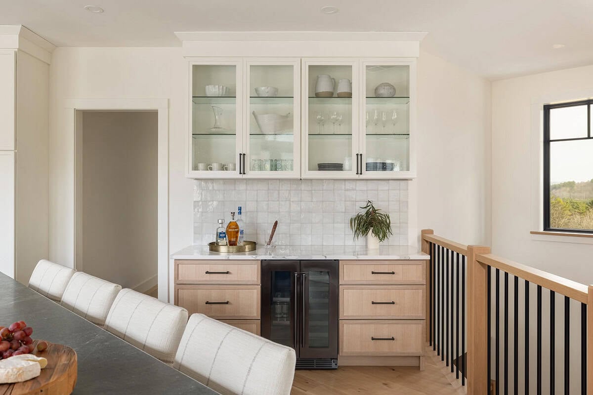 modern mountain style kitchen with a wet bar