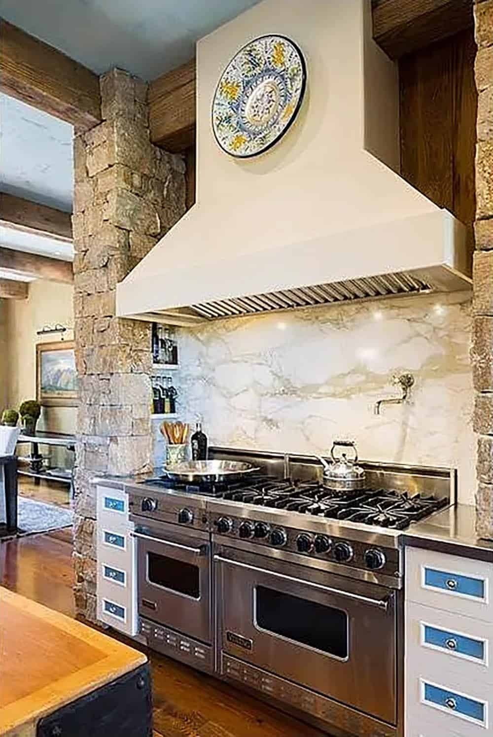 modern rustic kitchen range wall