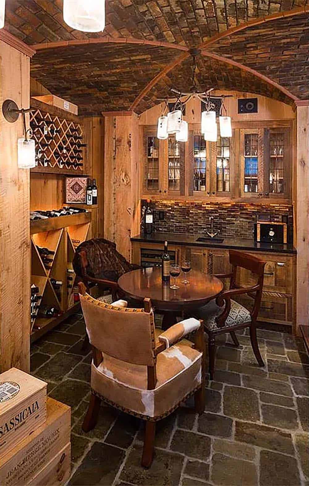 modern rustic wine tasting room