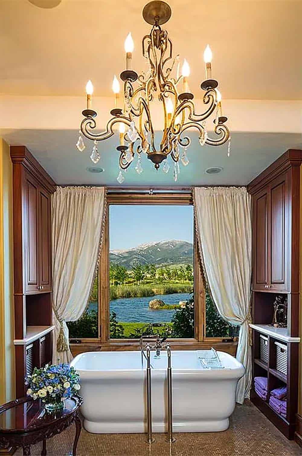 modern rustic bathroom with a window