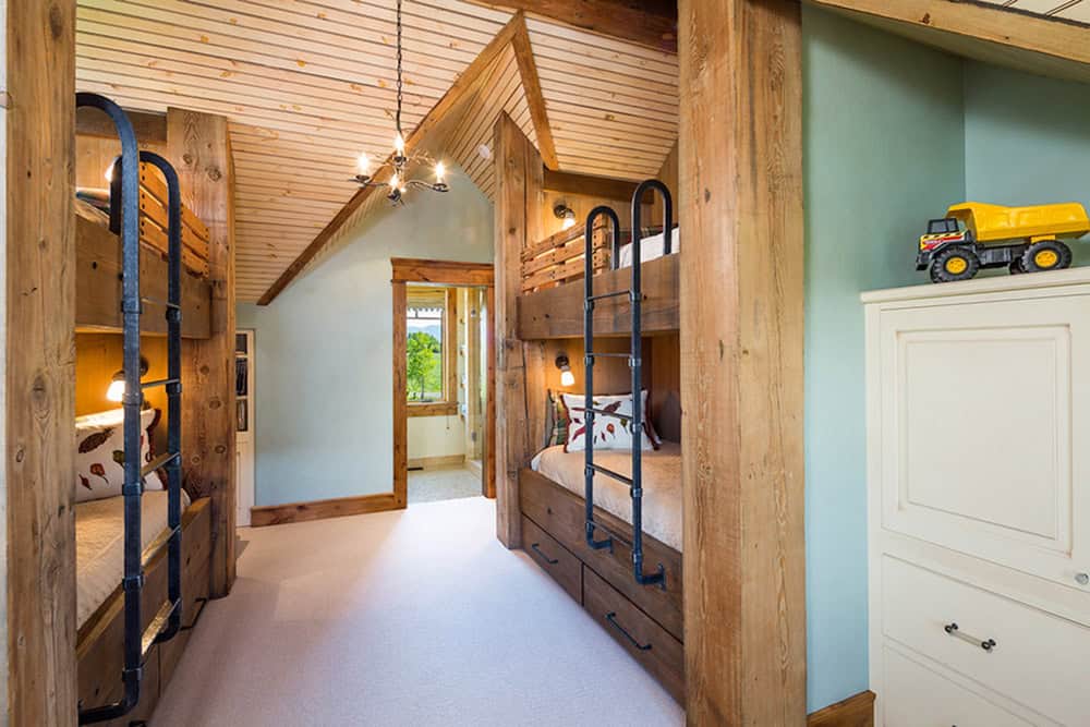 modern rustic bunk bedroom