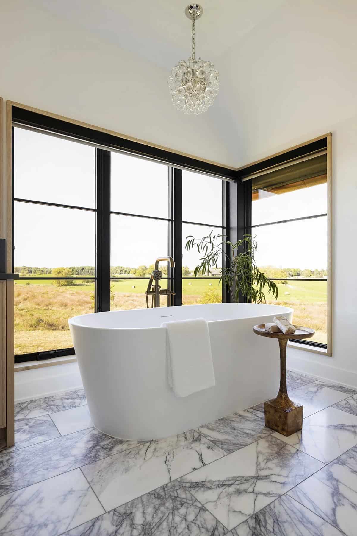 Transitional Bathroom with a freestanding tub