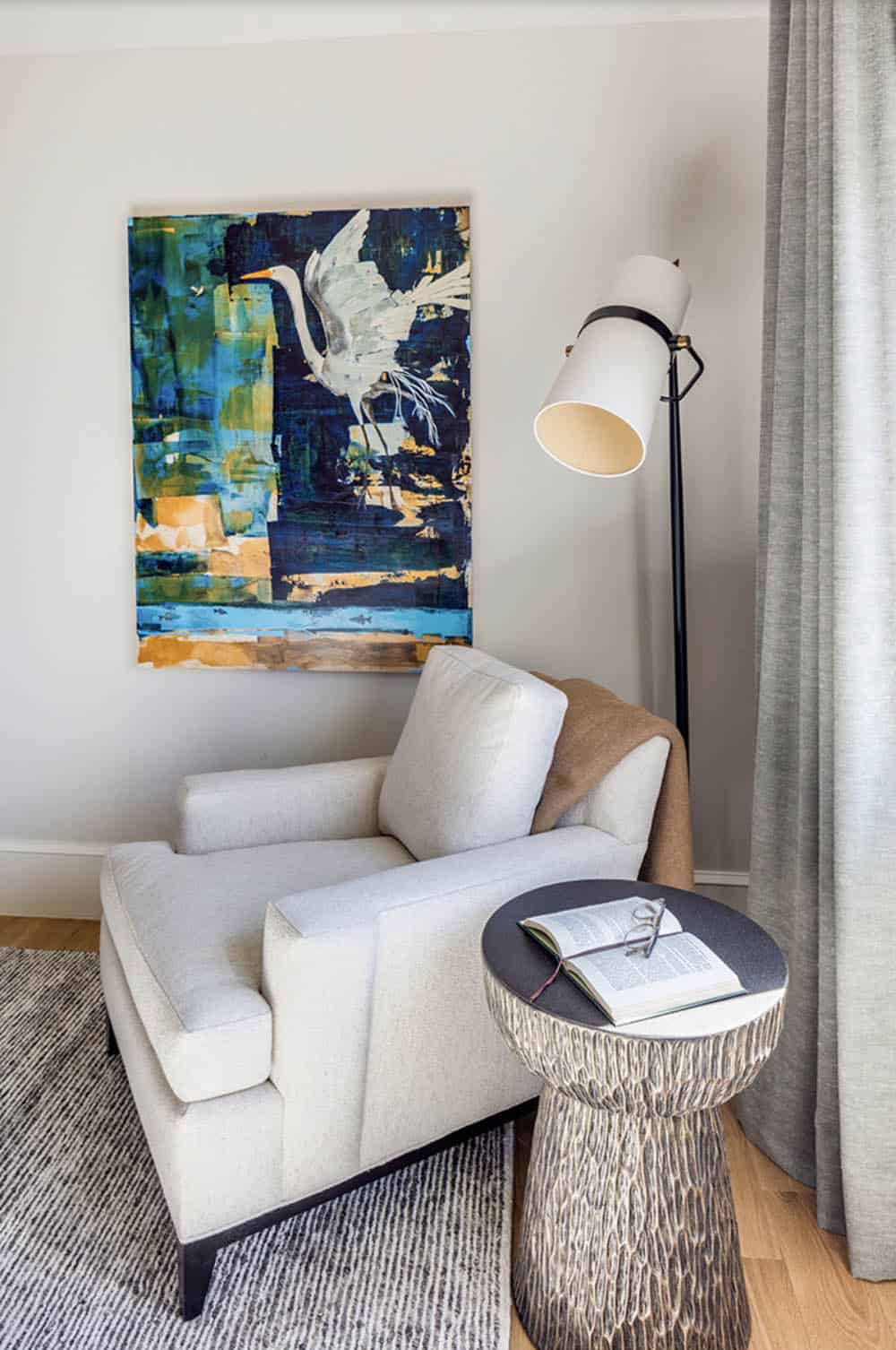 contemporary hallway with a reading nook