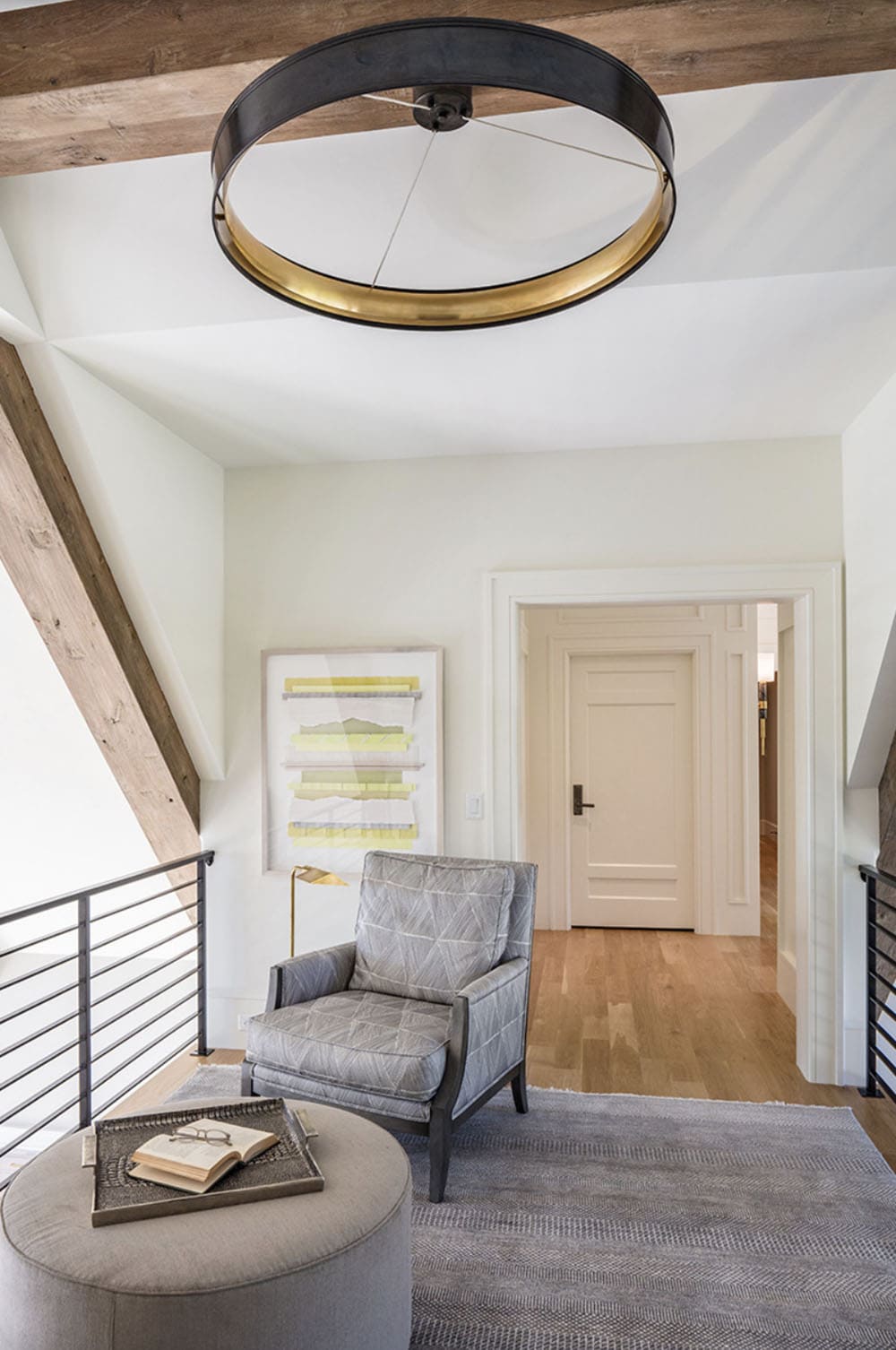 contemporary hallway with a reading nook