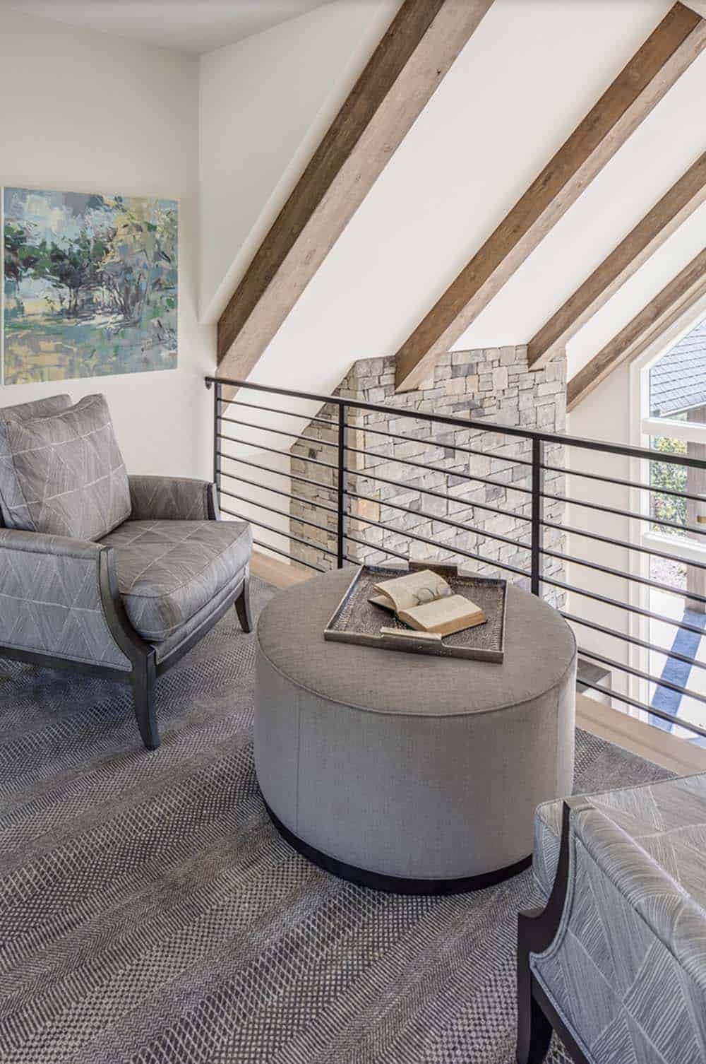 contemporary hallway with a reading nook
