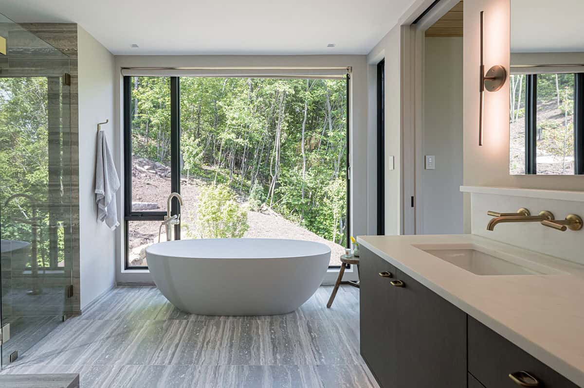 modern bathroom with a freestanding tub