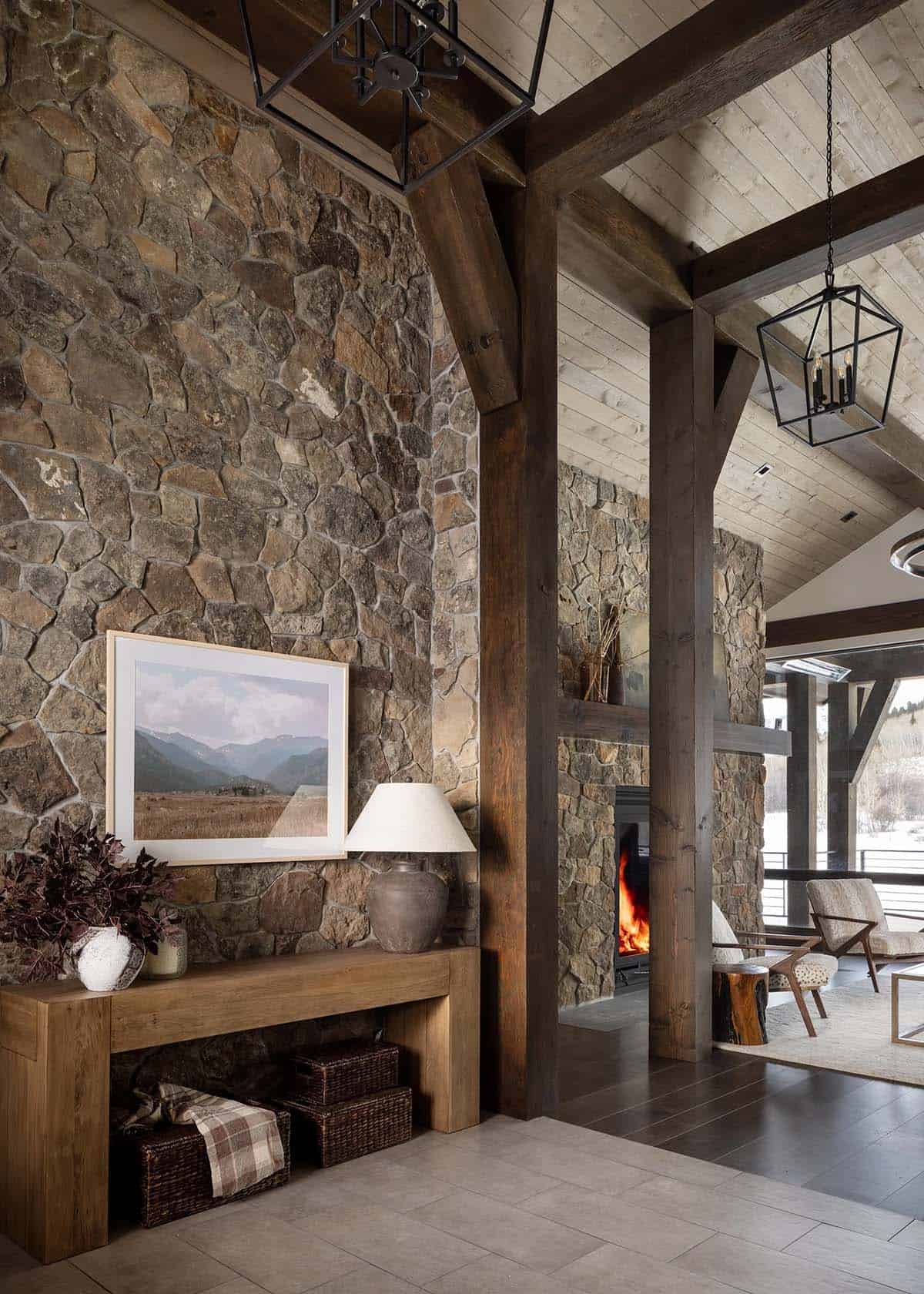 modern mountain style home entry