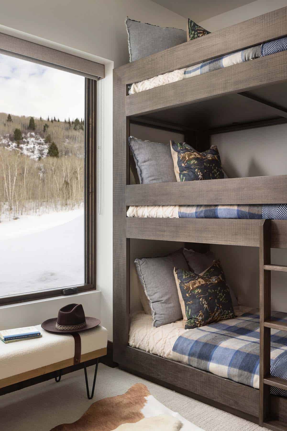 modern mountain style bunk bedroom