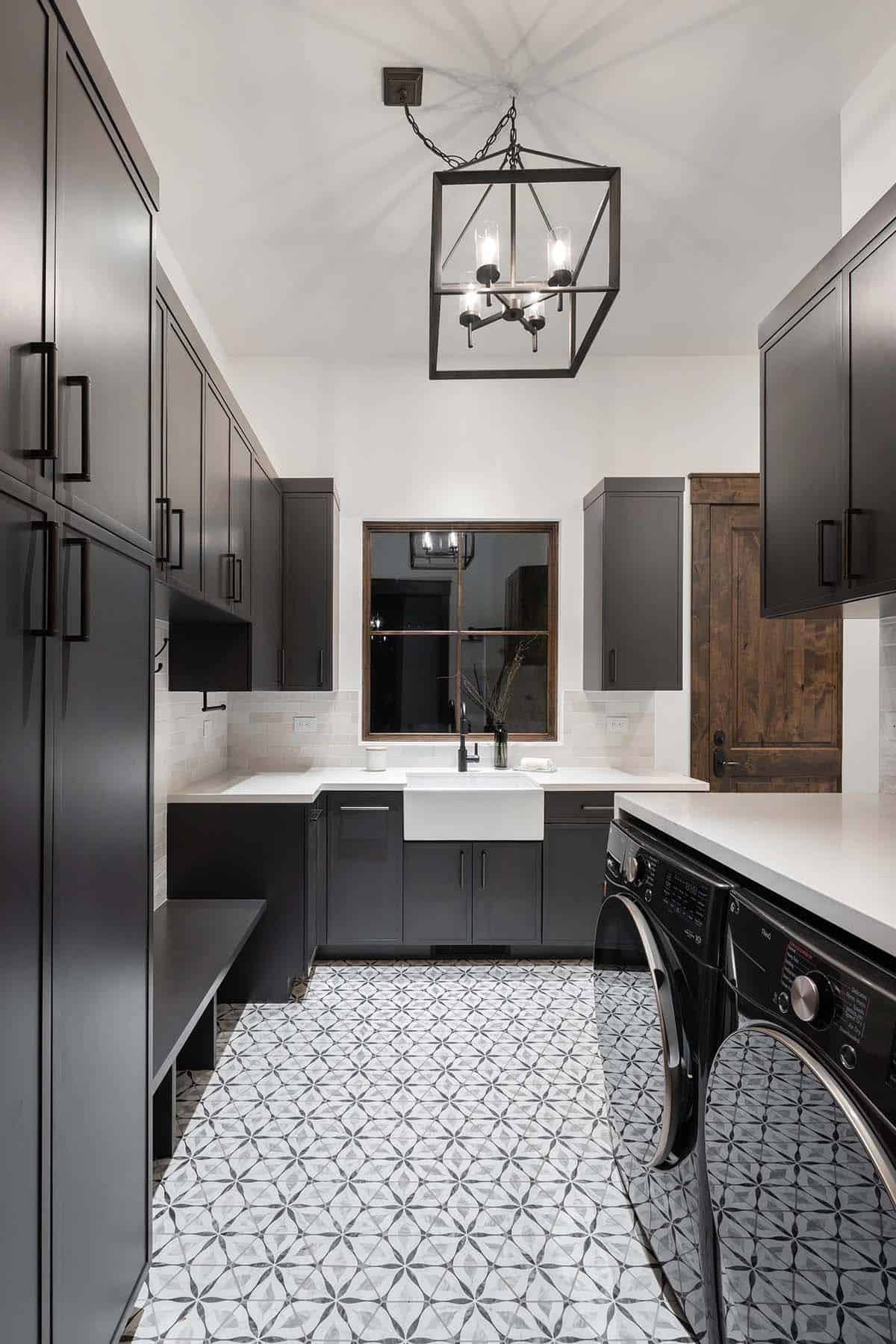 modern mountain style laundry room