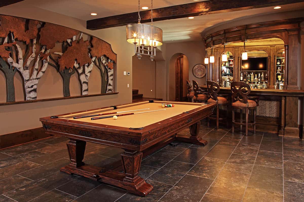 Rustic Home Bar and pool table