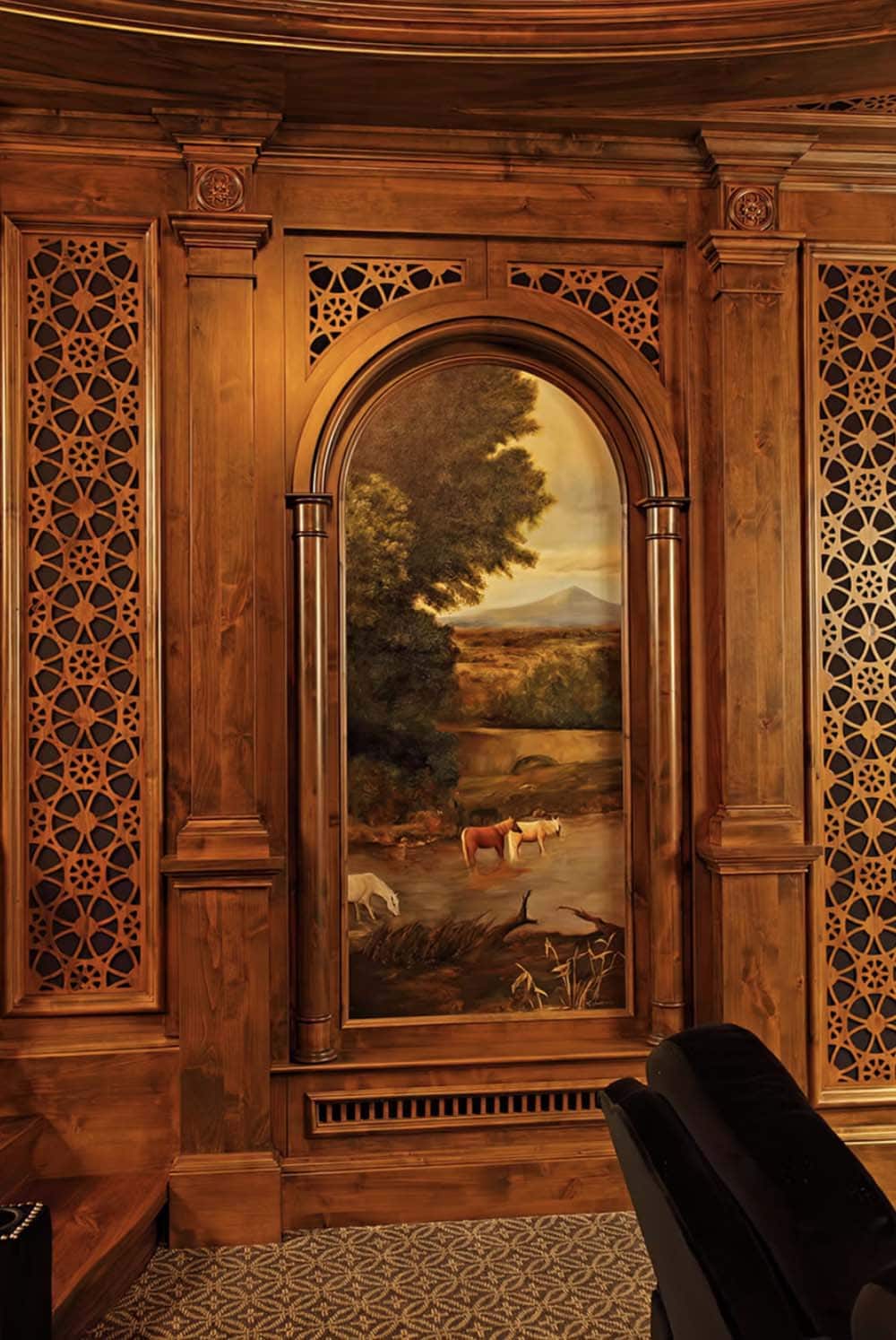 Rustic Home Theater wall detail