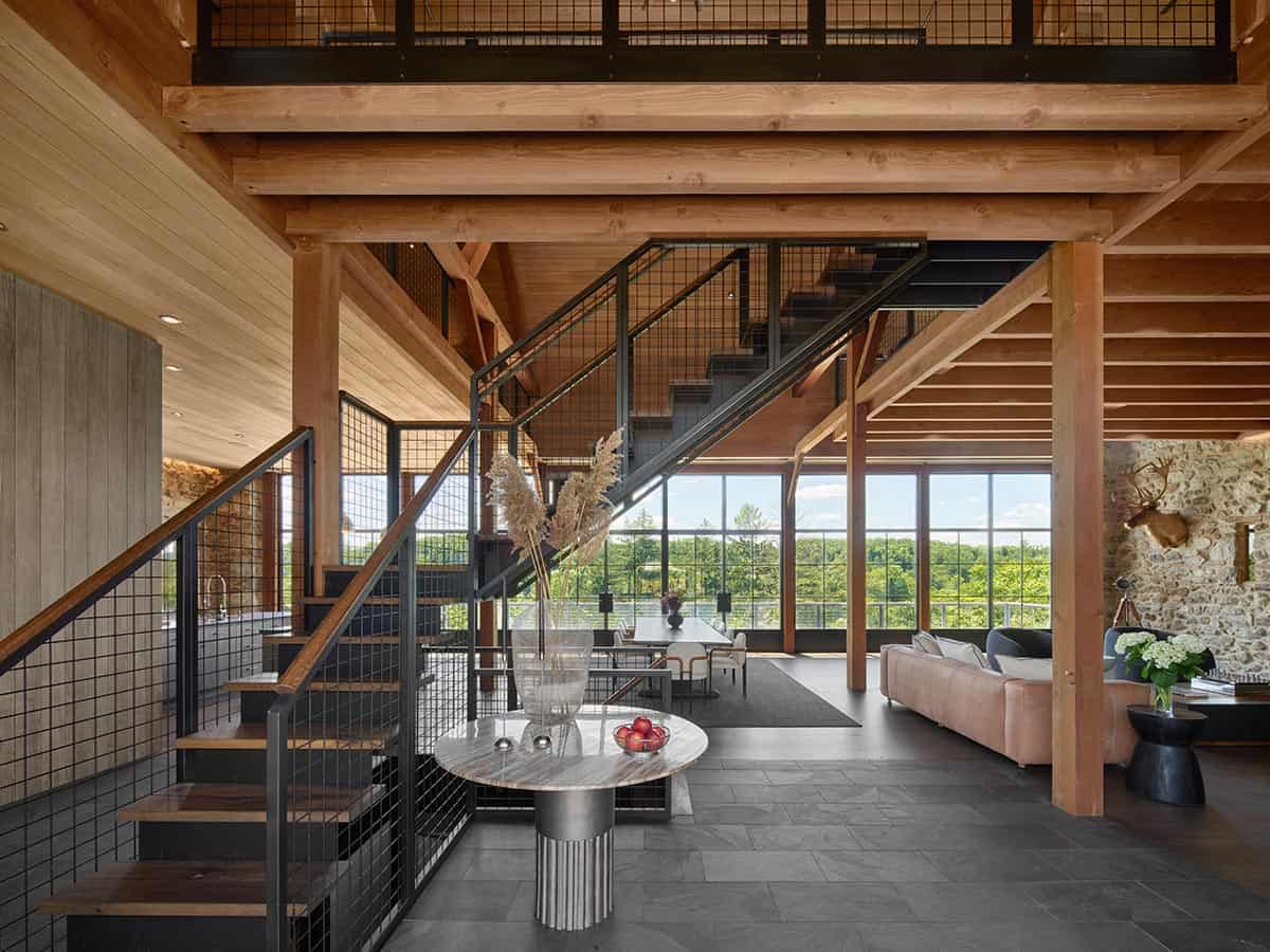 bank barn guest house great room