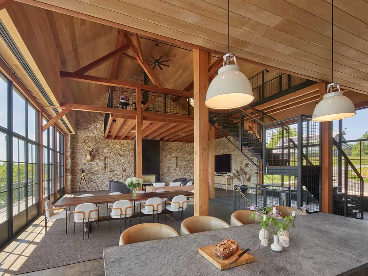 bank barn guest house great room