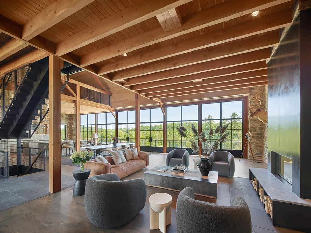 bank barn guest house great room