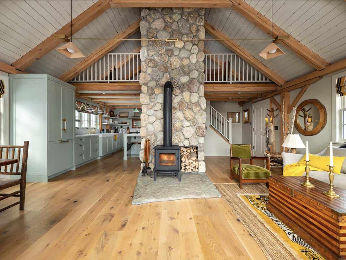 Rustic Living Room with a fire stove