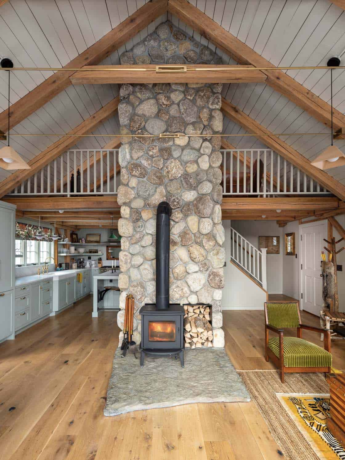 Rustic Living Room with a fire stove