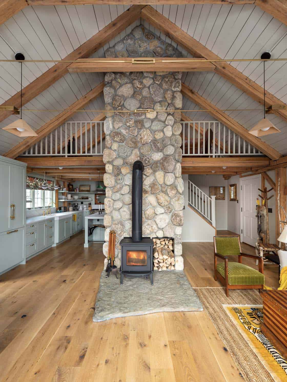 Rustic Living Room with a fire stove