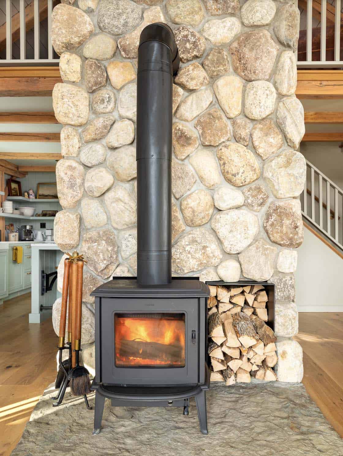 Rustic Living Room with a fire stove