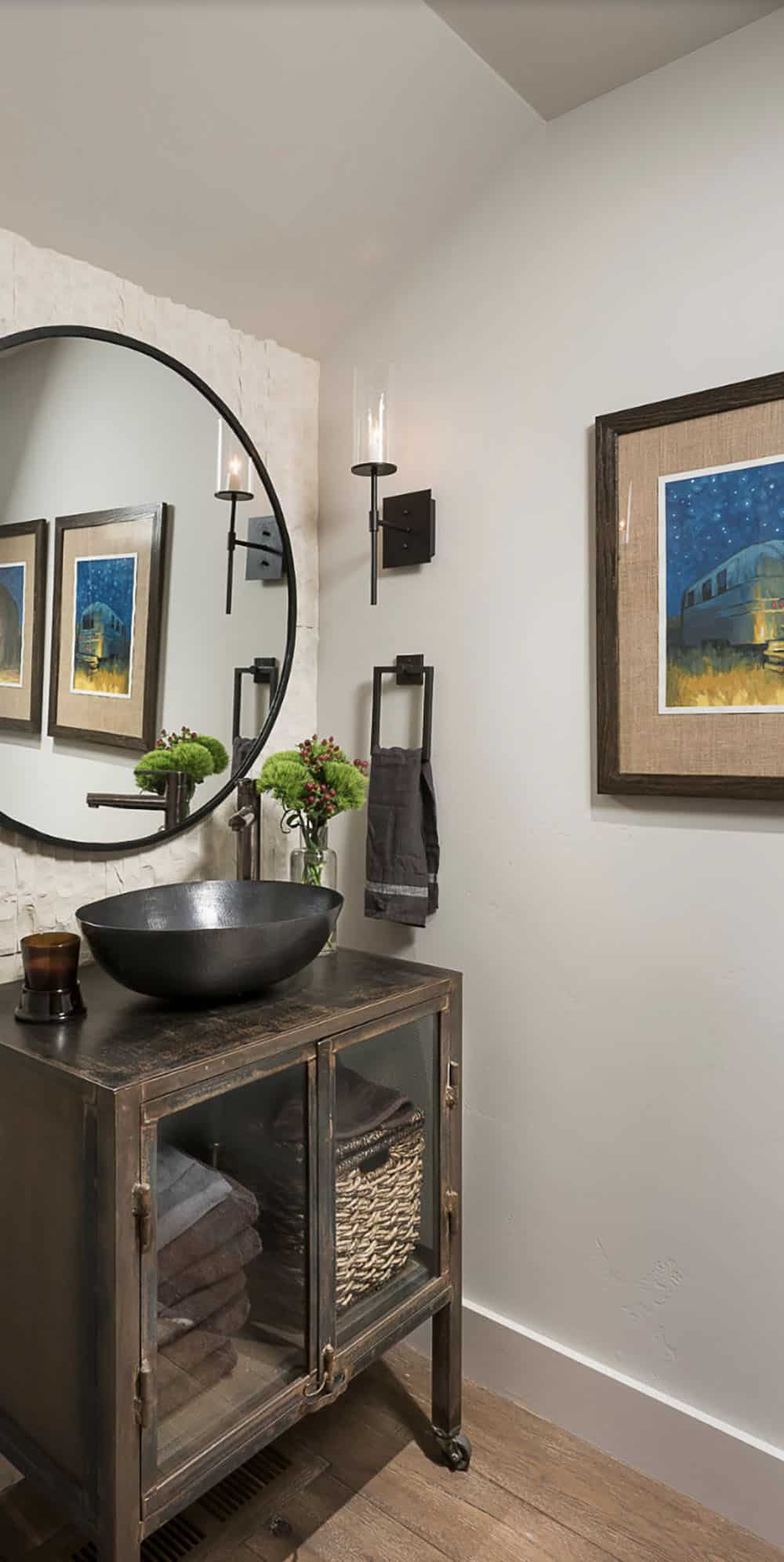 modern rustic powder room