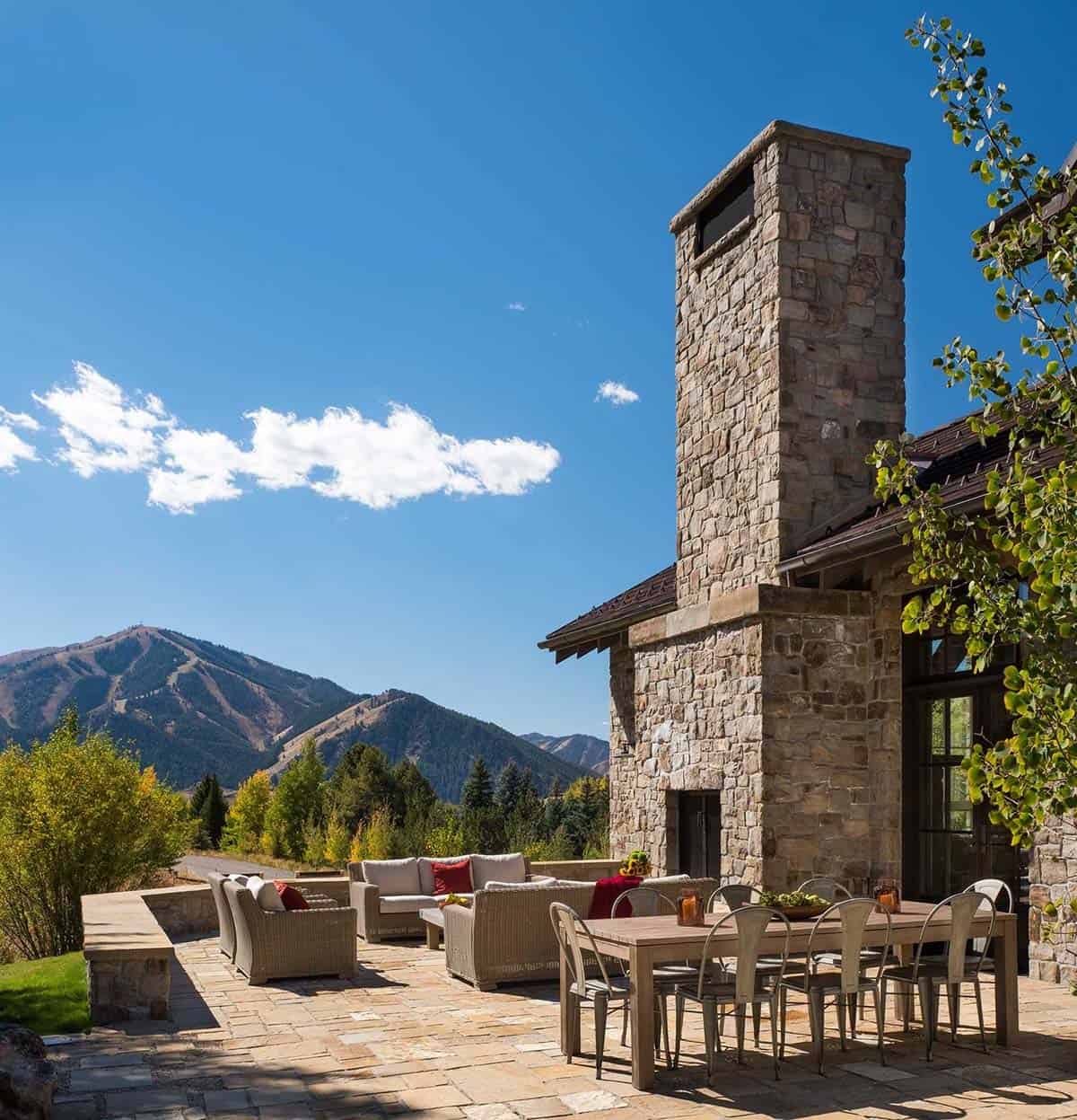 modern rustic home exterior backyard with a patio