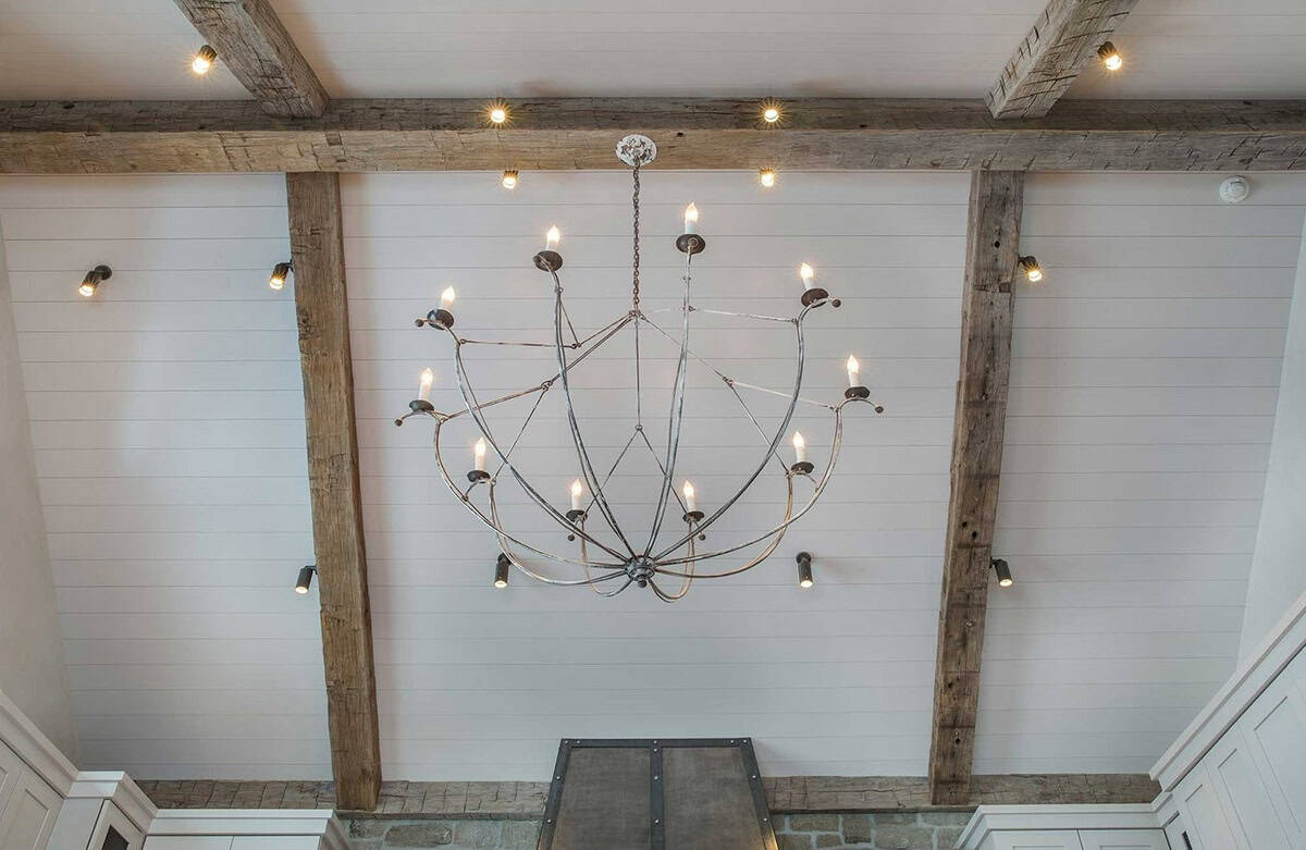 modern rustic kitchen ceiling light detail