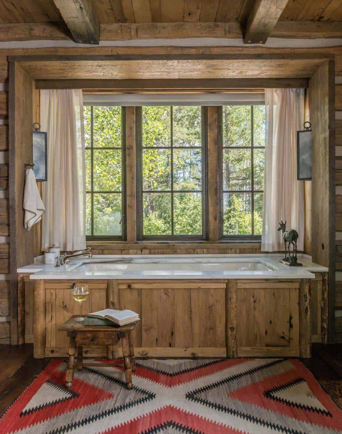  rustic bathroom with an integrated tub