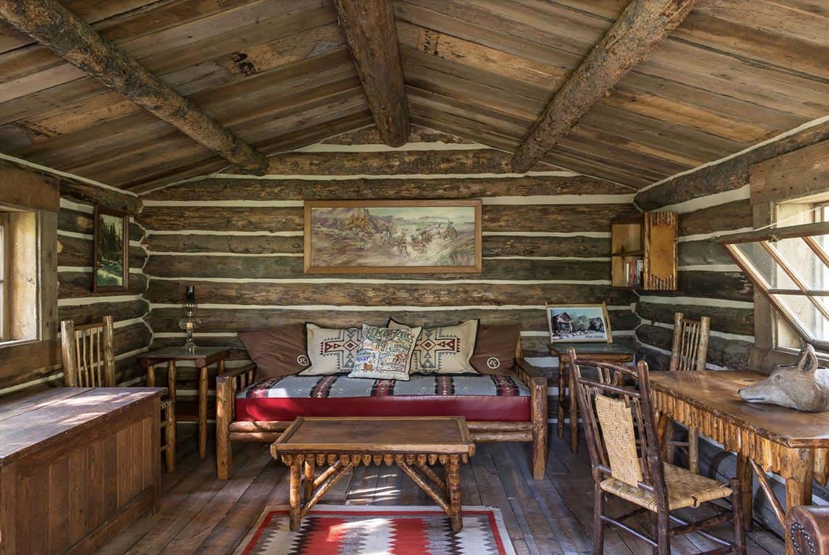 rustic guest cabin with a living room