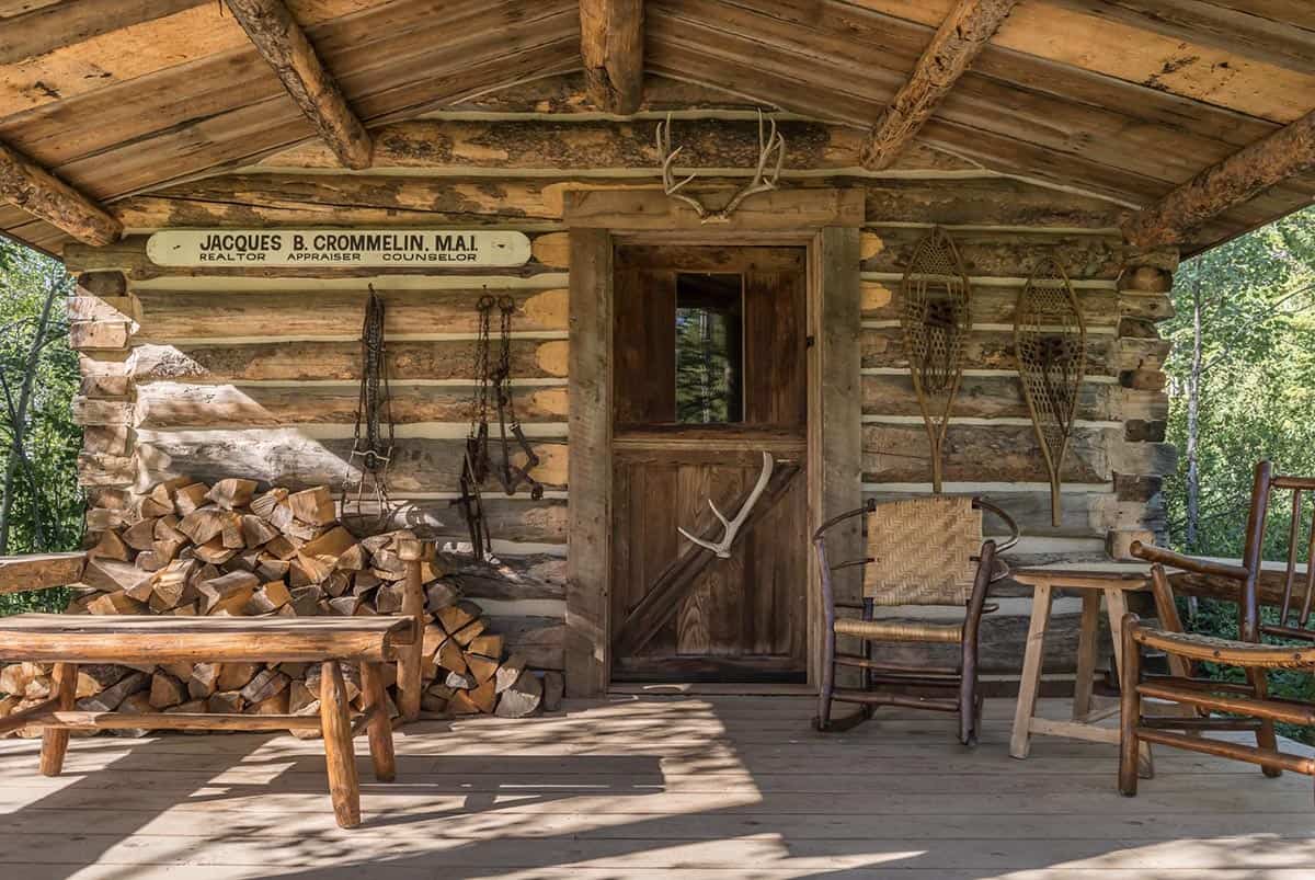 rustic guest cabin exterior front porch