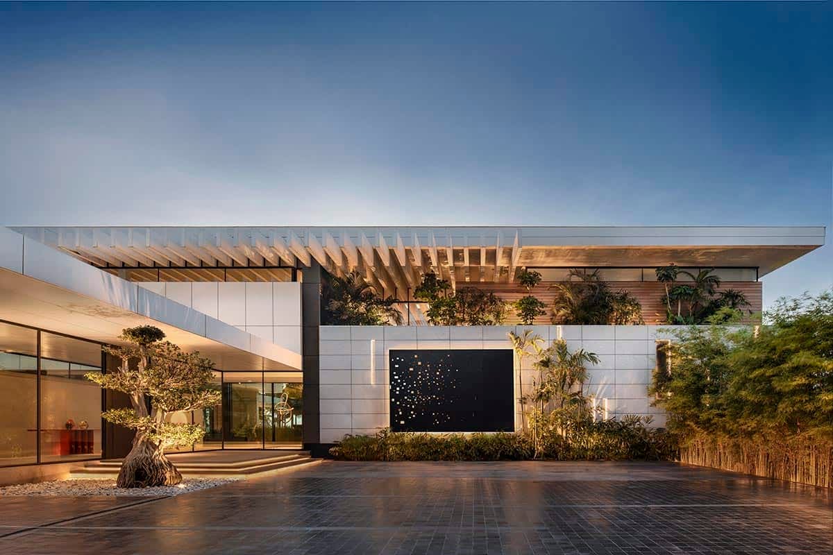 modern waterfront home exterior