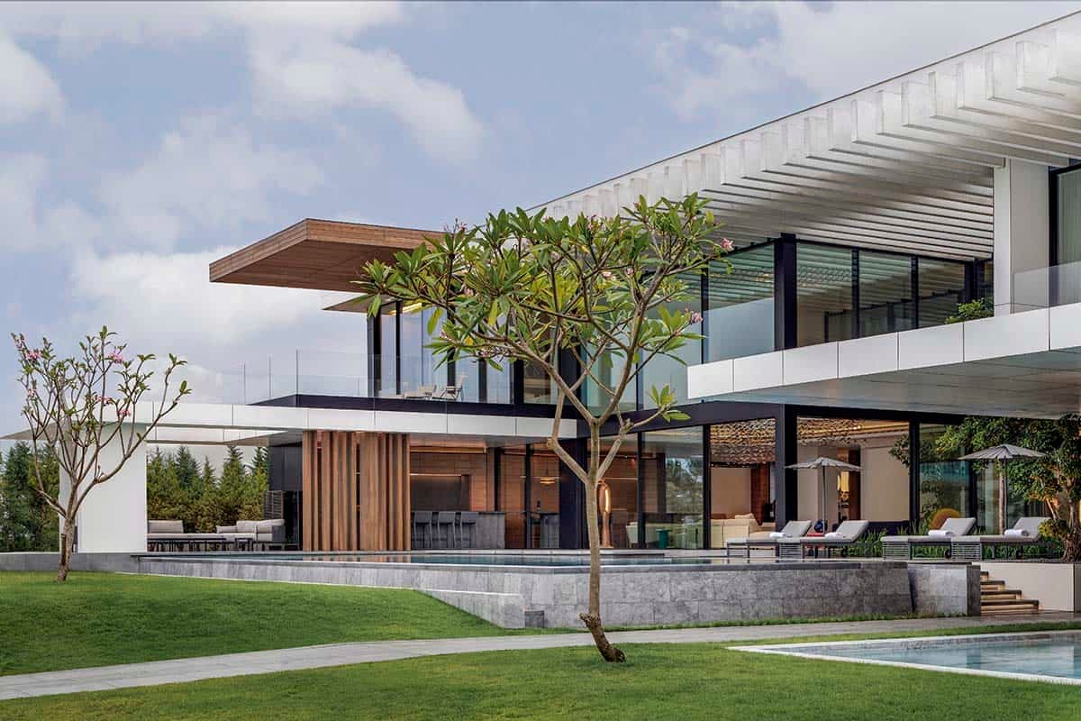 modern waterfront home exterior