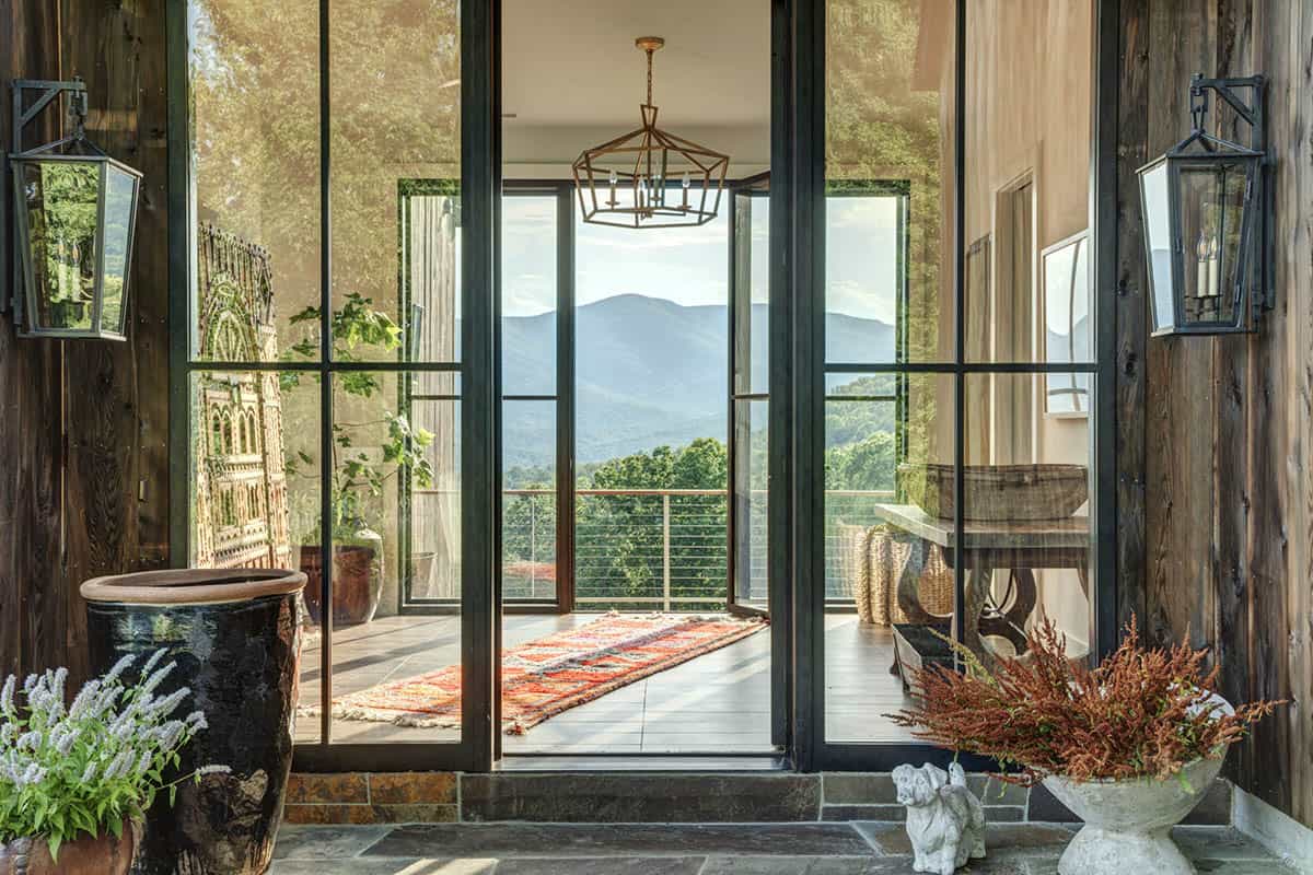 mountain farmhouse style home entry