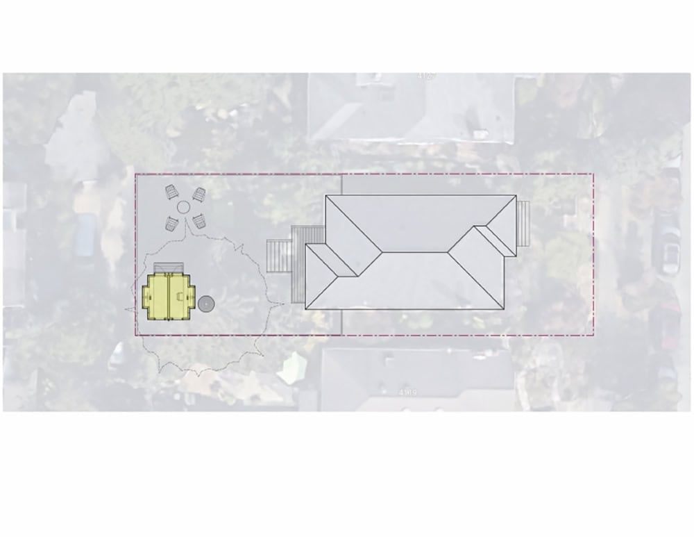 backyard home office site plan rendered