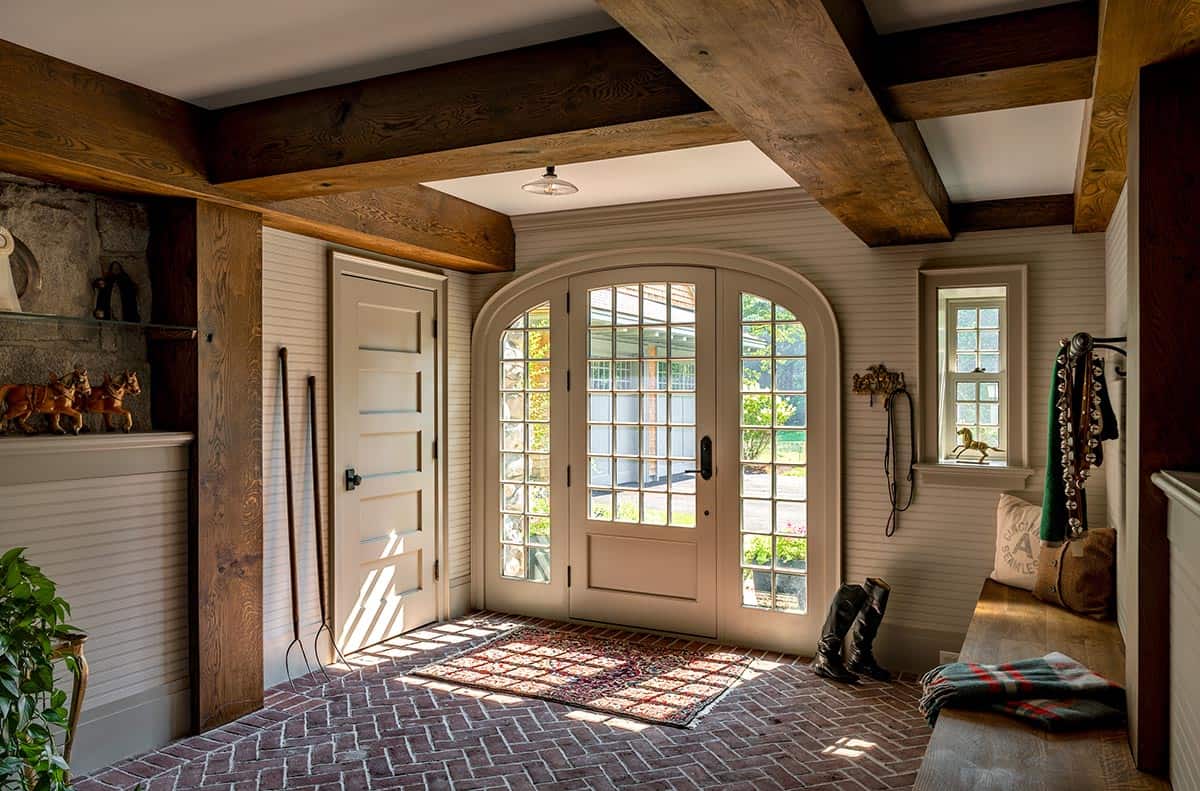 carriage house entry with brick flooring