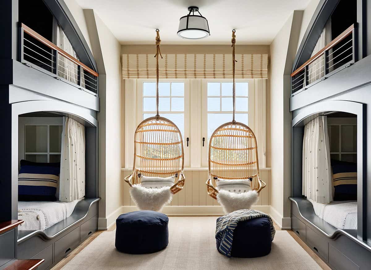 Beach Style Kids Bunk Bedroom