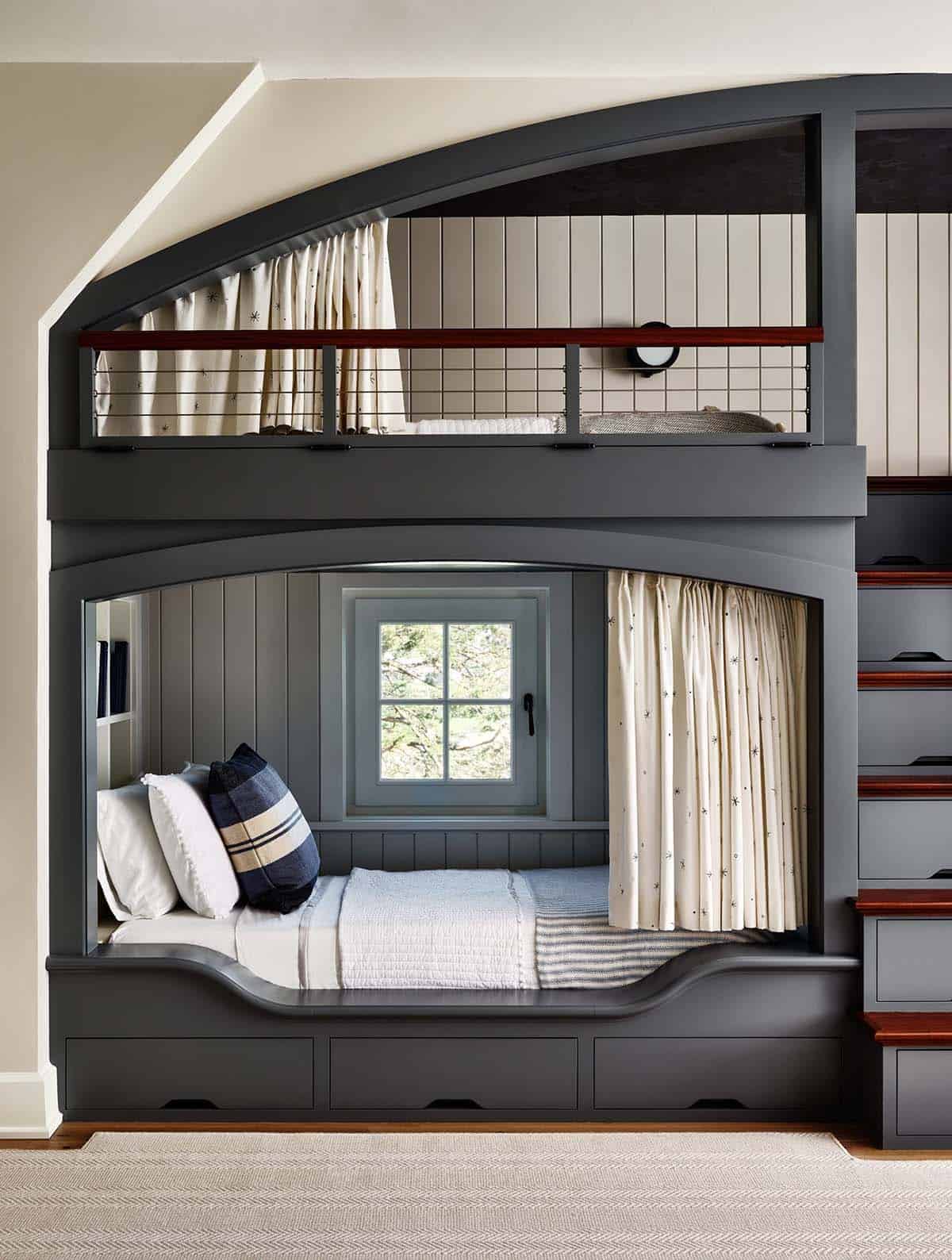 Beach Style Kids Bunk Bedroom