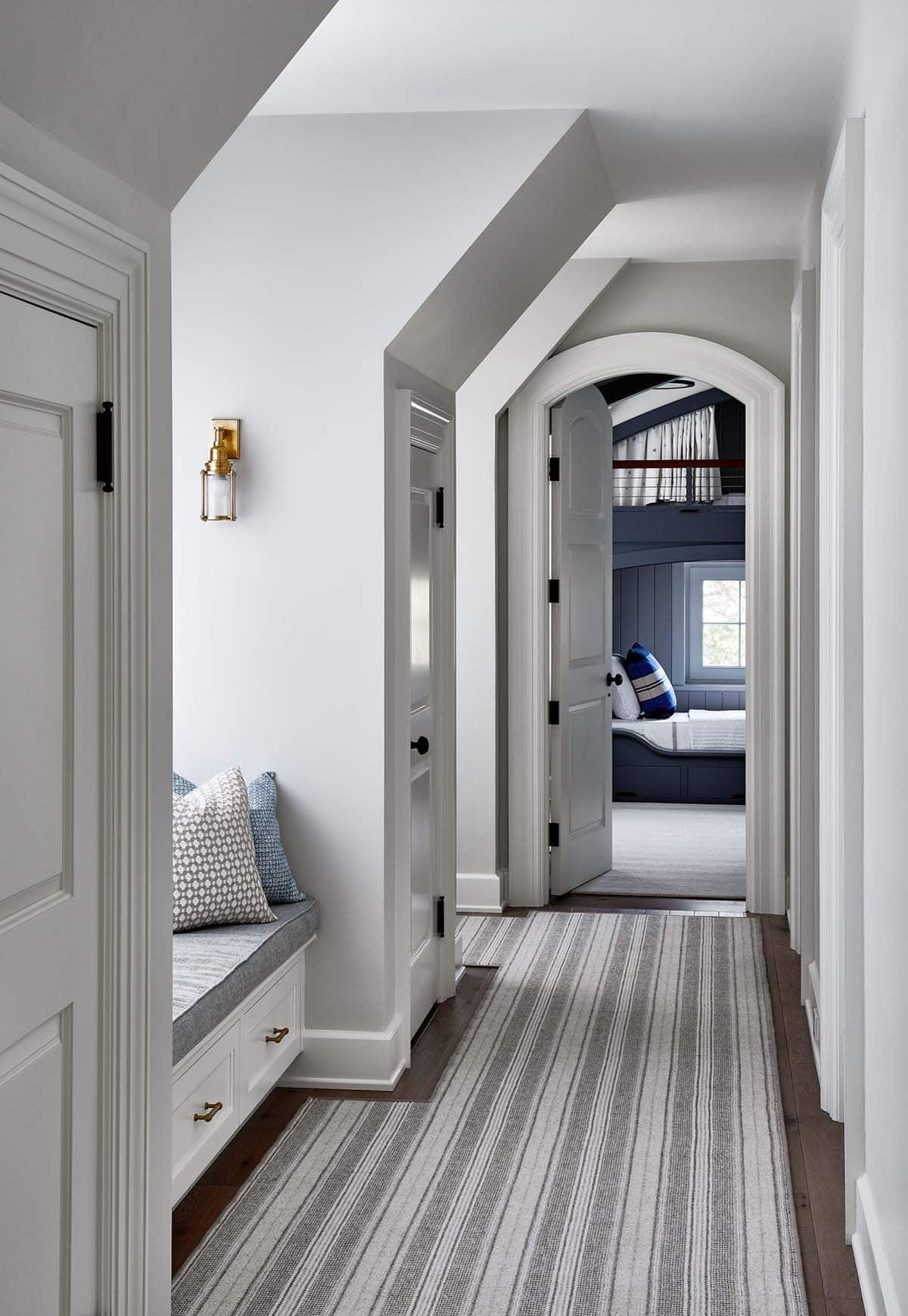 Beach Style Hallway with a built-in window seat