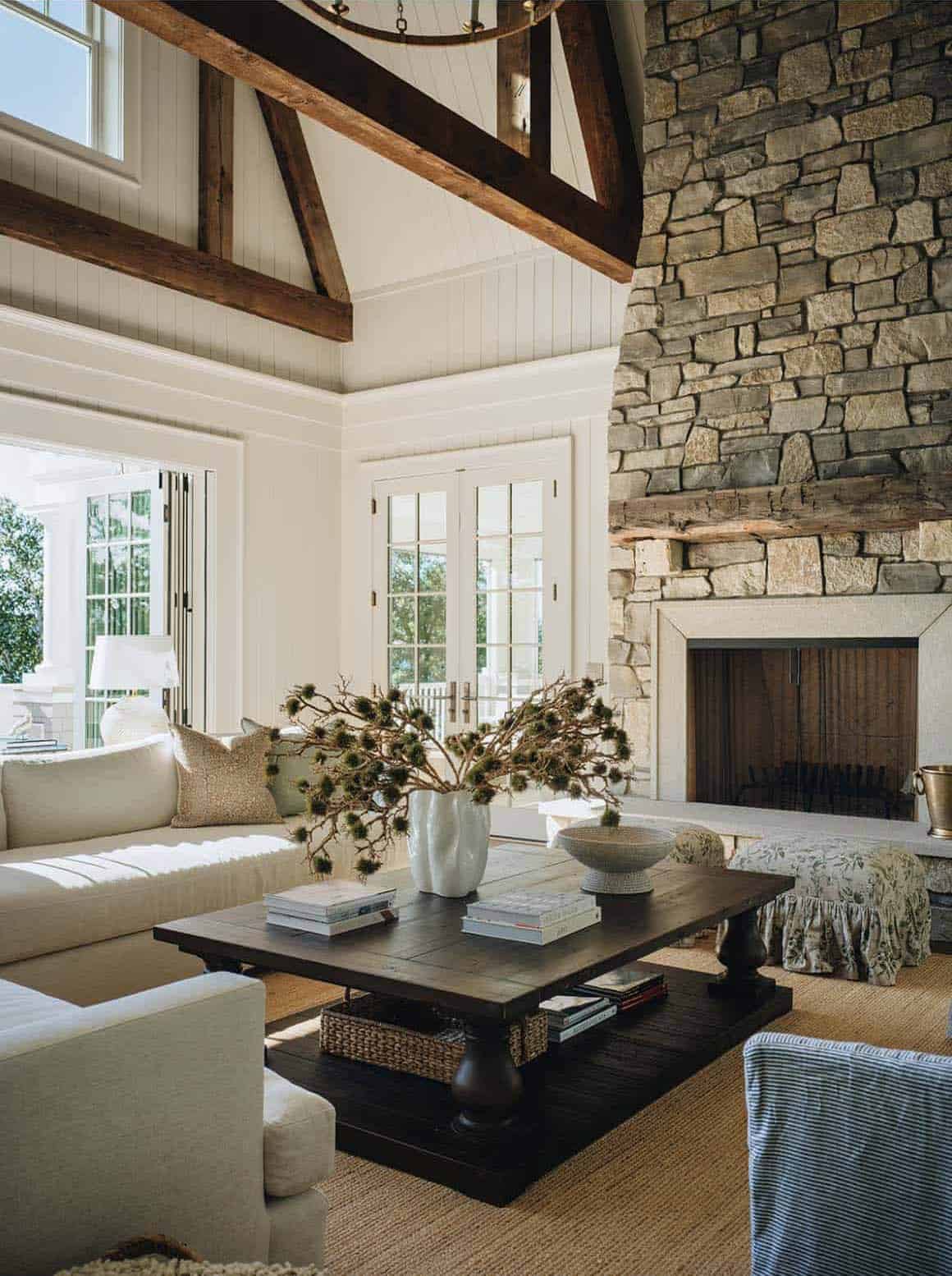 contemporary living room with a fireplace