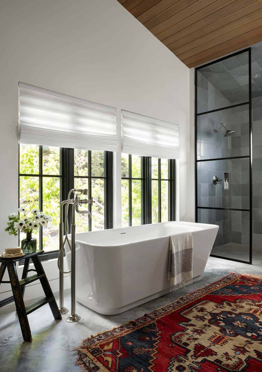 contemporary bathroom with a freestanding tub