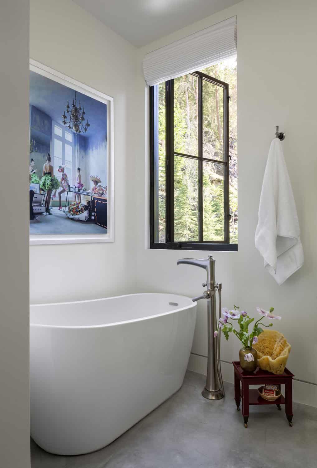 contemporary bathroom with a freestanding tub