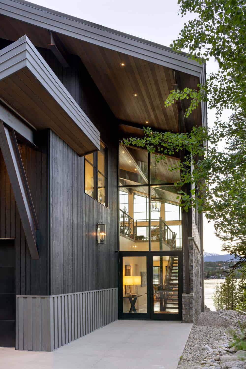 contemporary mountain lake house exterior