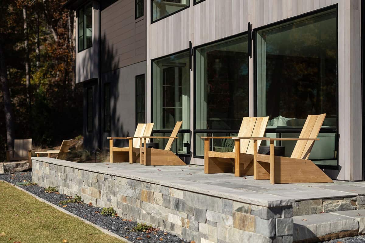 lake house exterior backyard terrace