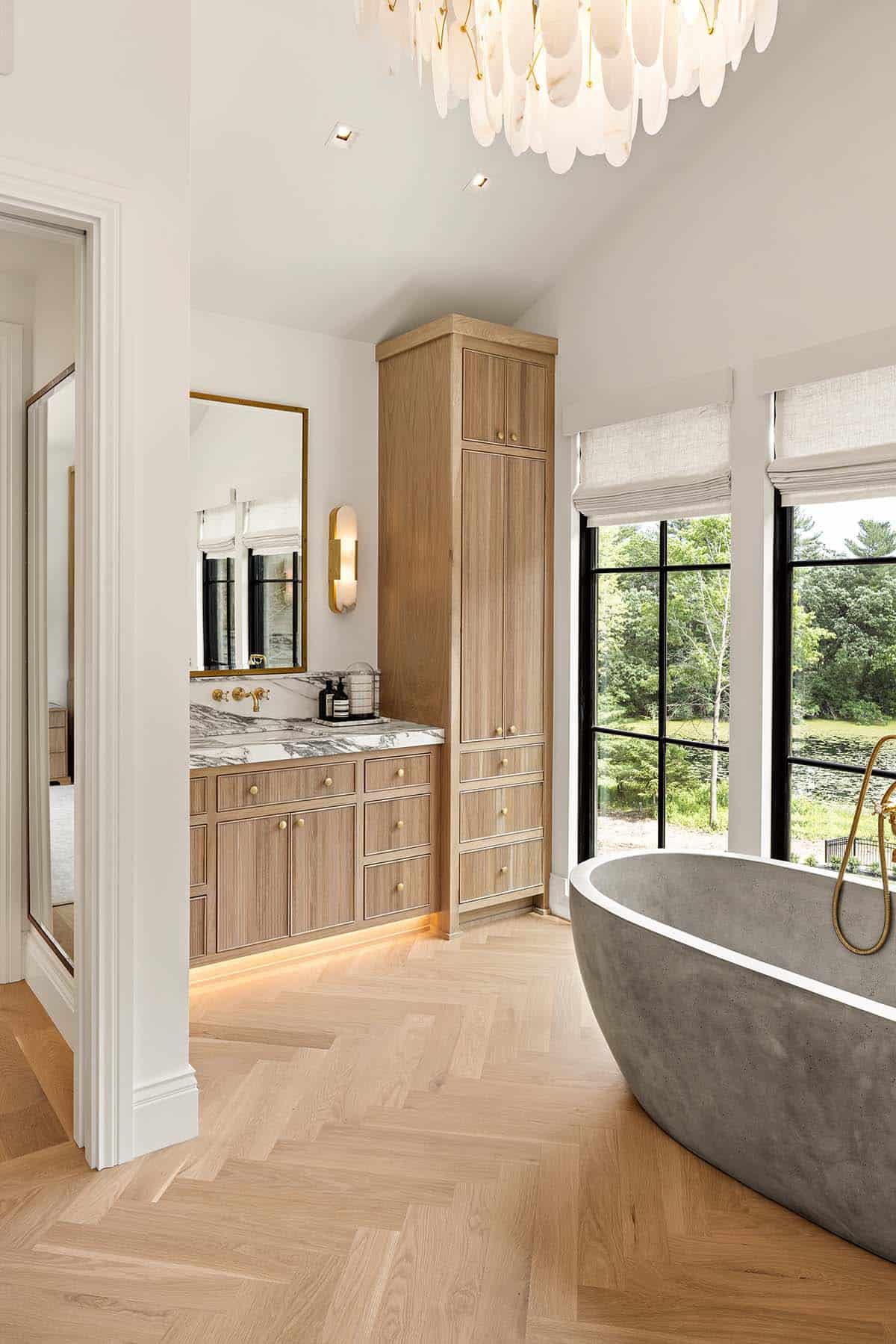 contemporary bathroom with a freestanding tub