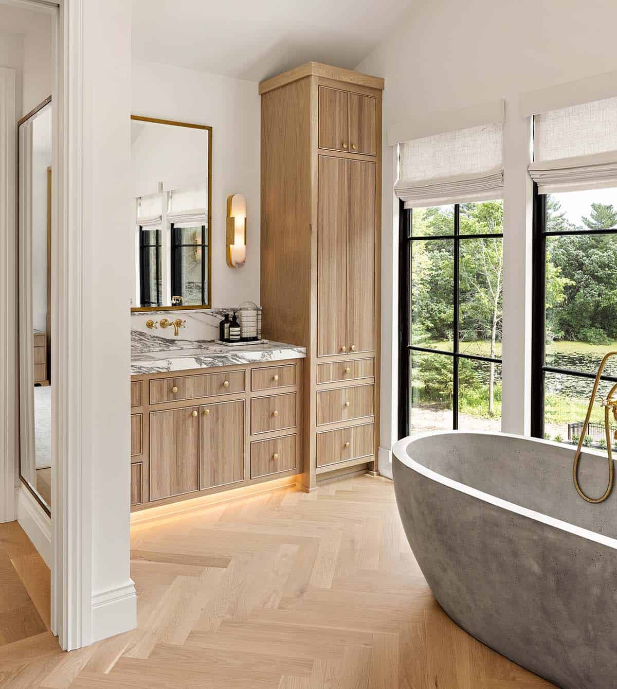 contemporary bathroom with a freestanding tub