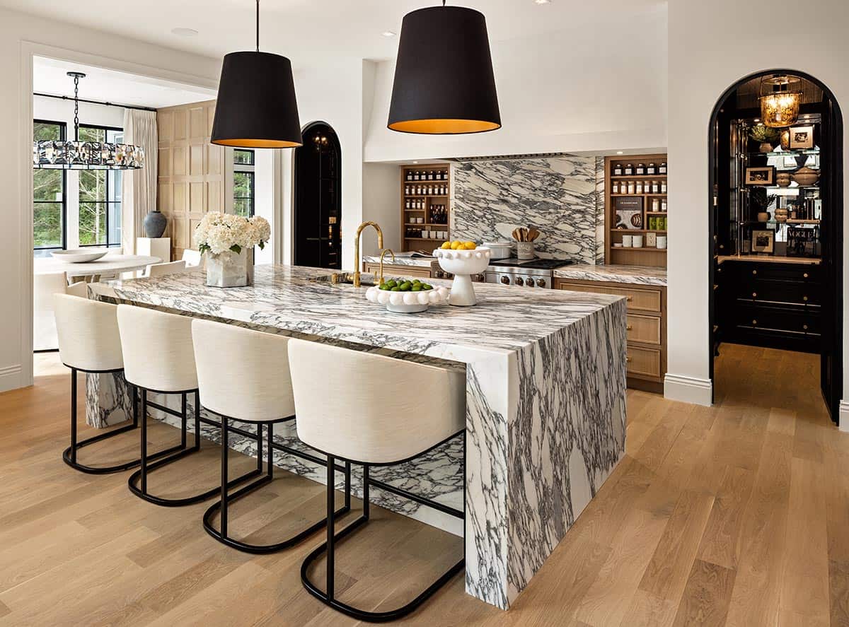 contemporary kitchen with a view of the pantry