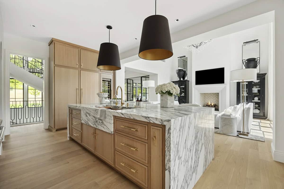 contemporary kitchen looking towards the living room