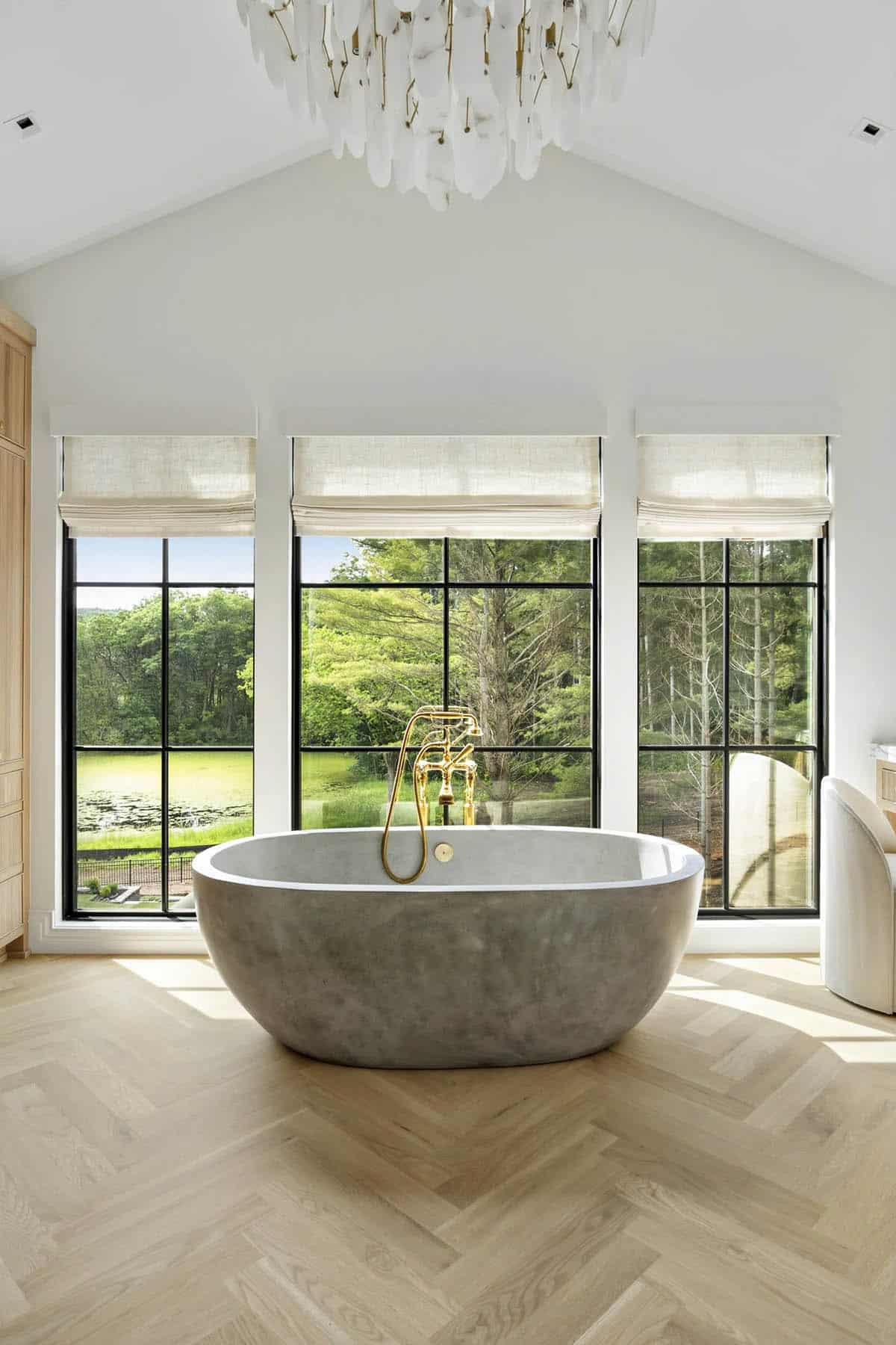 contemporary bathroom with a freestanding tub
